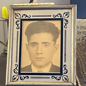 Antique Framed early 1900’s photo in Art Deco style picture frame Collectible photograph of young man 1920&#39;s 1930&#39;s era