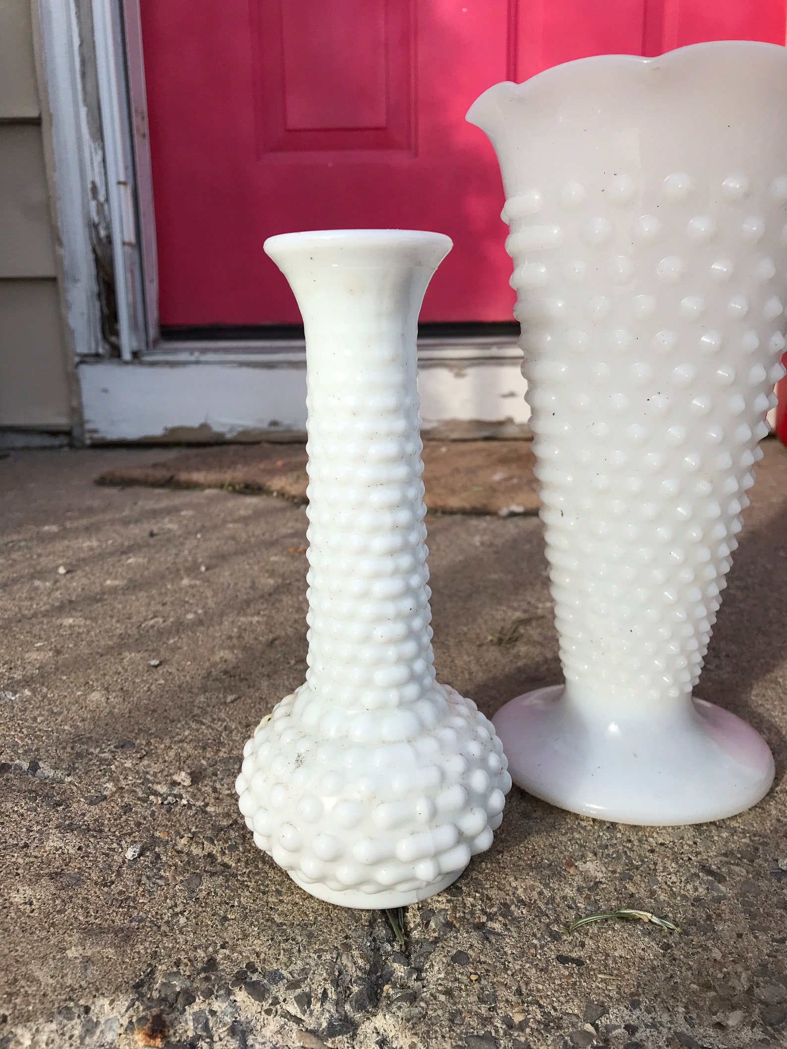 Vintage White Hobnail Milk Glass Vase Set of 3 Wedding Etsy