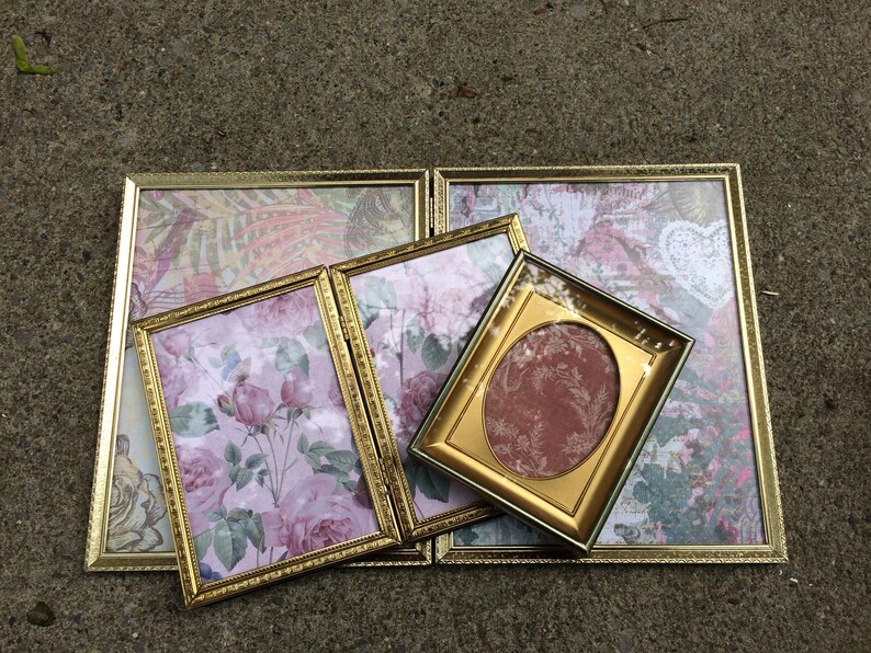 Vintage Gold Metal Picture Frame Set 8 X 10 And 5 7 Double Image 0