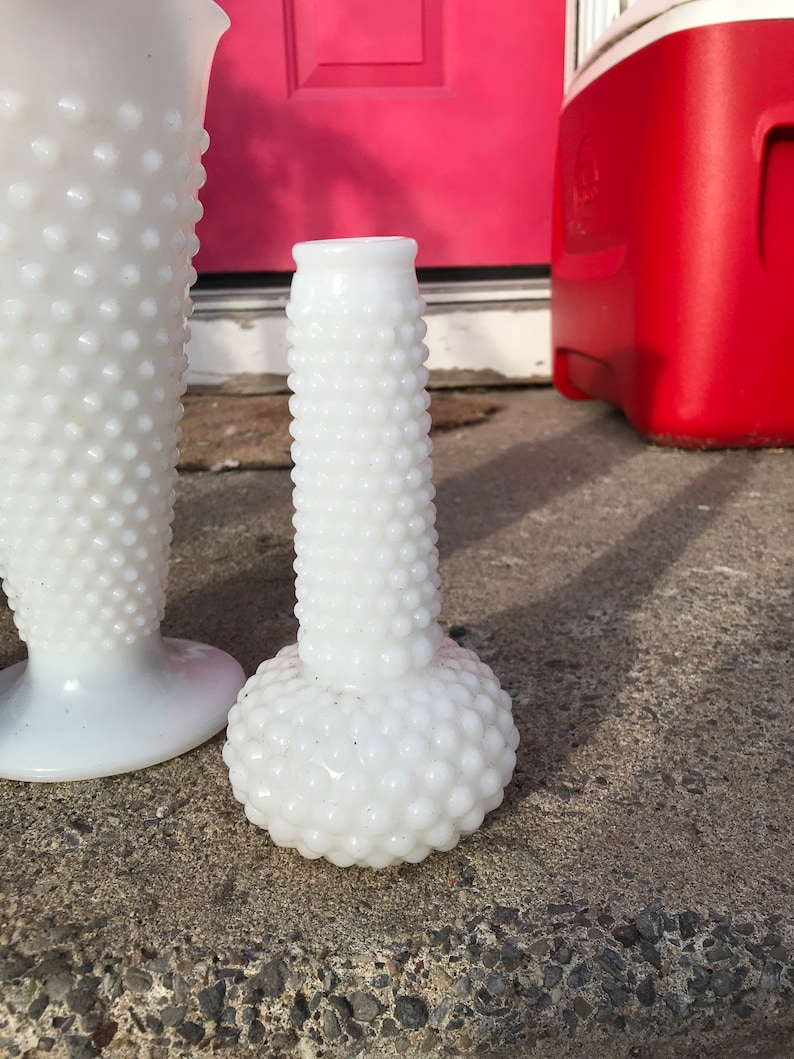 Vintage White Hobnail Milk Glass Vase Set of 3 Wedding Etsy