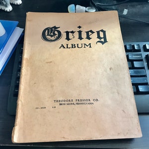 Antique Grieg Piano Book Collection of Best Compositions Album favorite Composer waltz Vintage sheet music Scrapbooking Teacher gift
