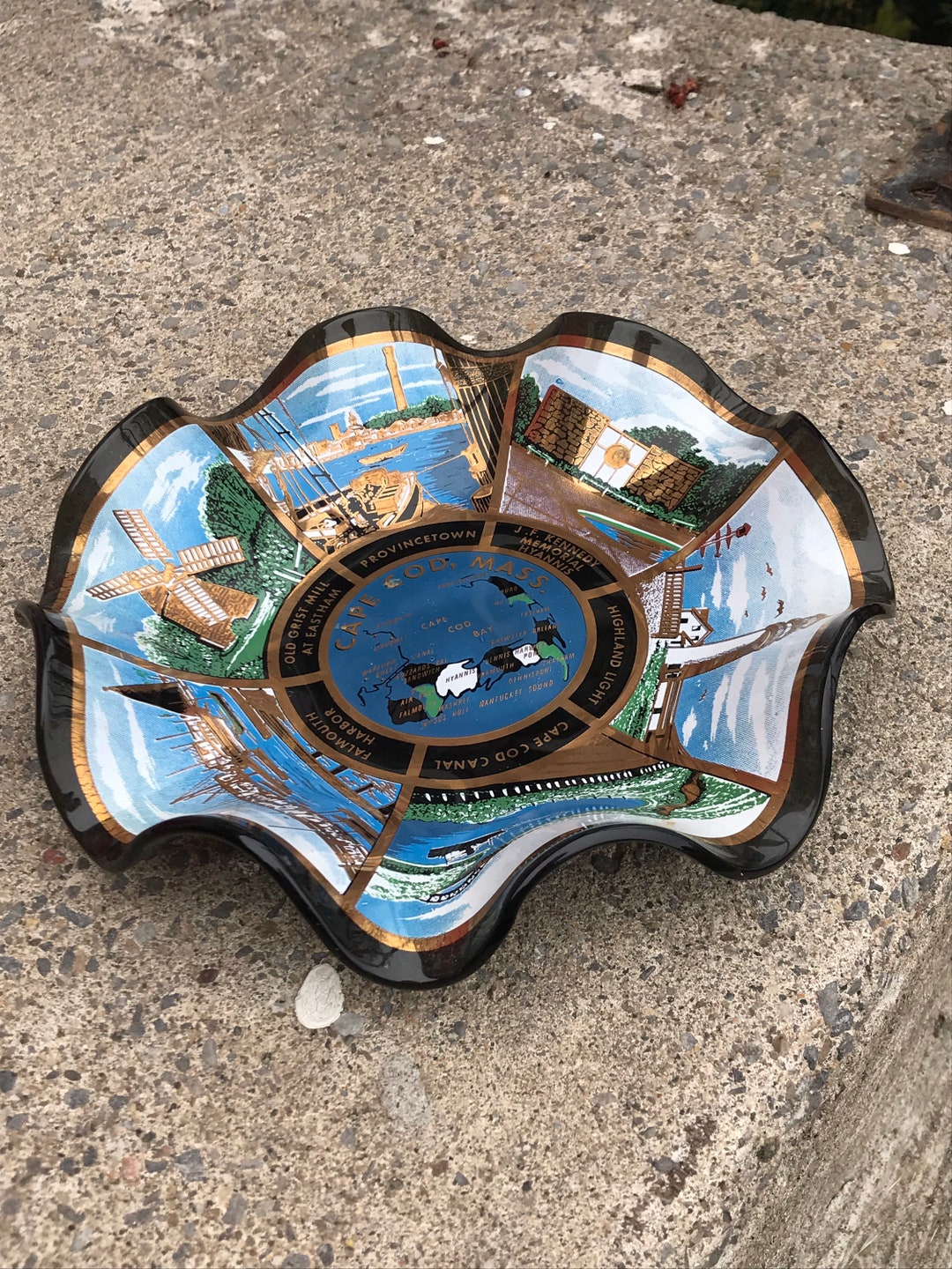 Vintage Cape Cod Souvenir Glass Dish Collectible Display Etsy