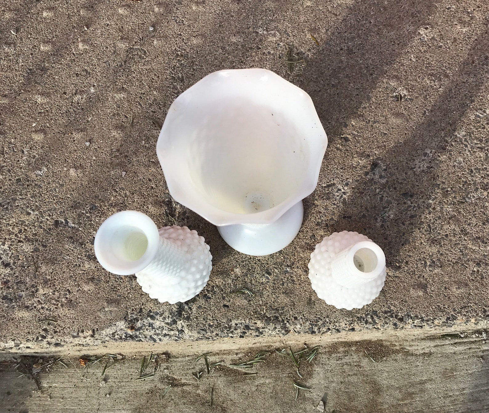 Vintage White Hobnail Milk Glass Vase Set of 3 Wedding Etsy