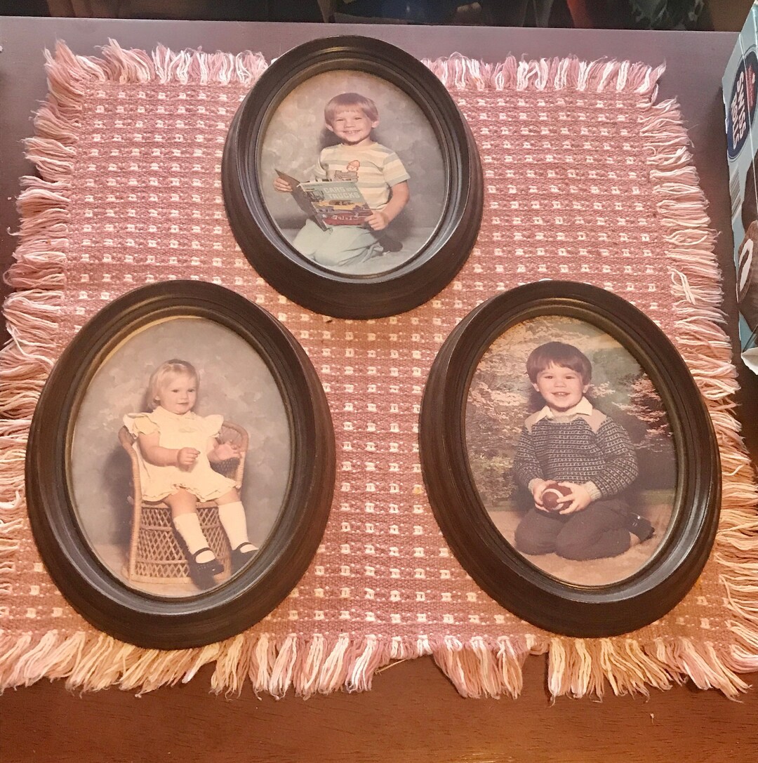 Set of 3 Vintage Oval Picture Frames for 5 X 7 Photo Mid Century Modern Farmhouse Wall Decor