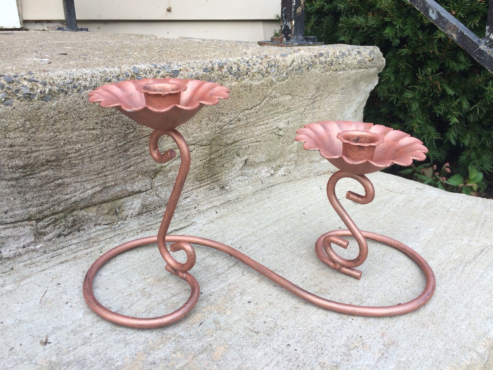 Rose Gold Candle Holder Centerpiece Vintage Home Interiors Etsy