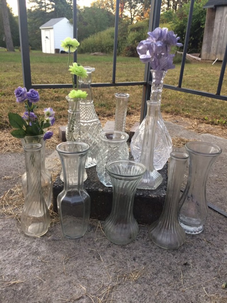 Vintage Clear Glass Bud Vases Set of 12 Instant Collection Etsy