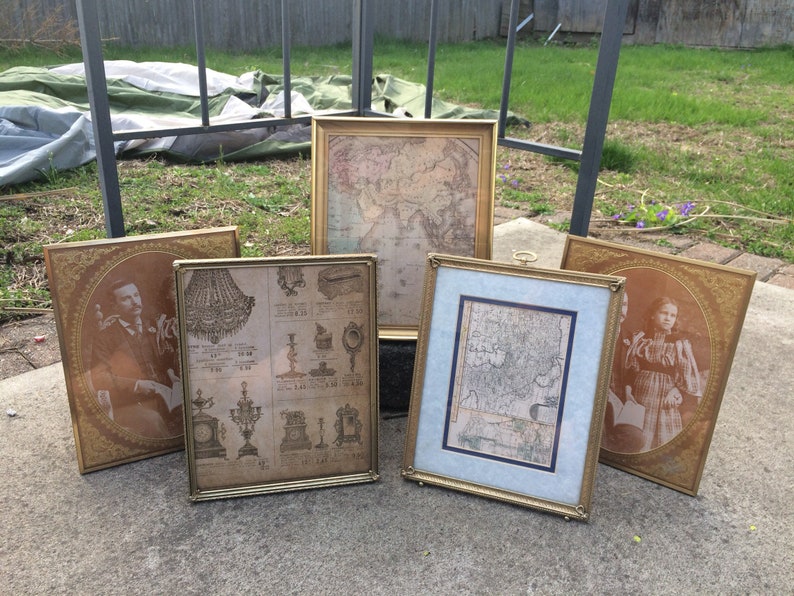 Vintage Gold Metal Picture Frame Set Of 5 Rustic Wedding Image 0