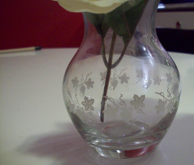 Vintage Etched glass Flower bud vase from Crystal Clear Etsy