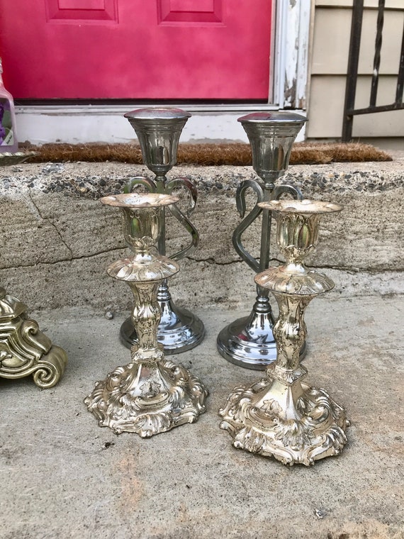 Candelabro De Metal De 5 Brazos, Candelabro Vintage Para Manualidades, Soporte Para Velas De Boda, Fiesta, Decoración Del Hogar, Decoración De Candelabros, 10.24 X 10.43 Pulgadas (plateado