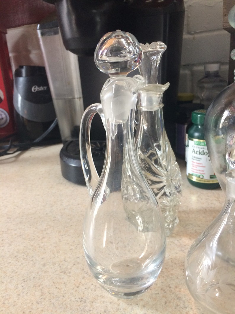 Oil and Vinegar Cruet set Vintage Clear and Cut glass Etsy