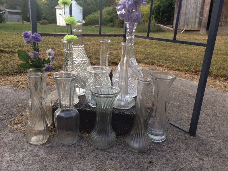 Vintage Clear Glass Bud Vases Set of 12 Instant Collection Etsy