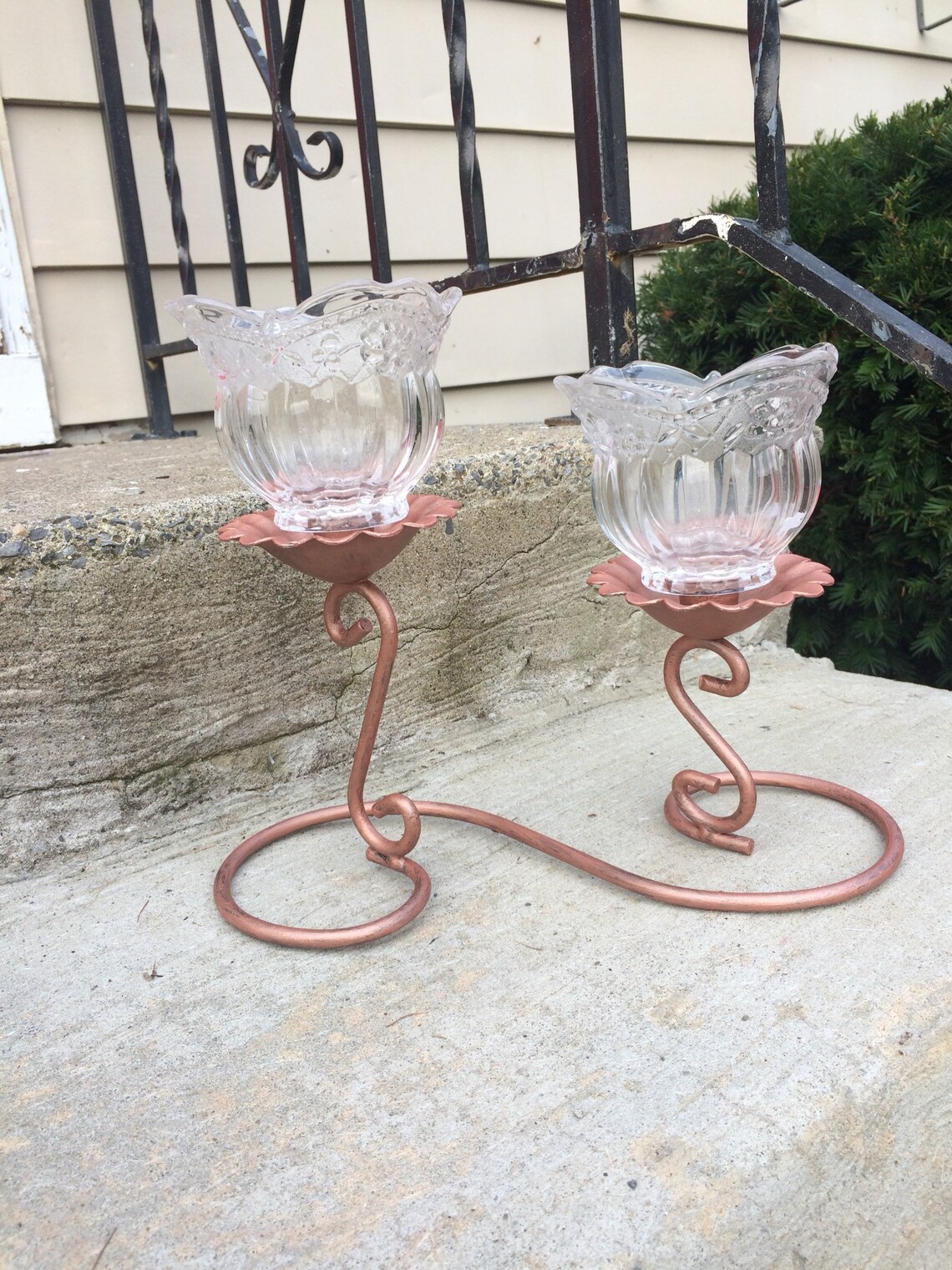 Rose Gold Candle Holder Centerpiece Vintage Home Interiors Etsy