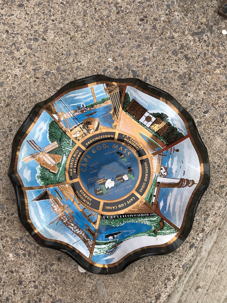 Vintage Cape Cod Souvenir Glass Dish Collectible Display Etsy