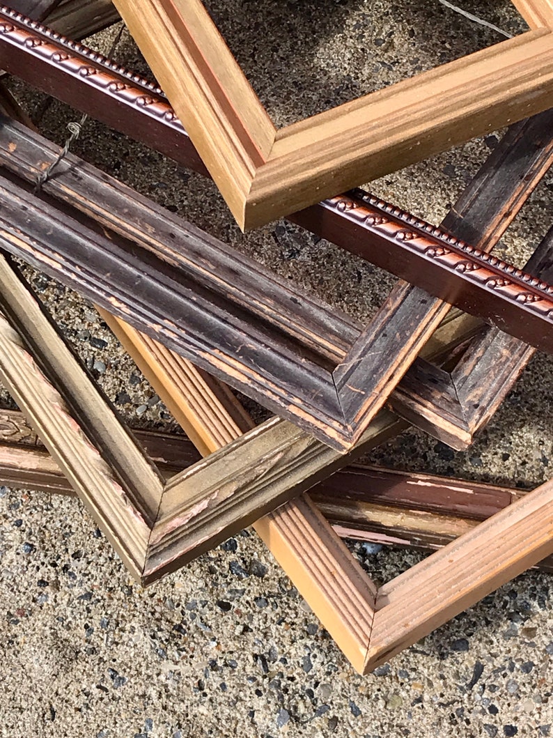 Wood Frame Set Open Wall Gallery Vintage Picture Frames Etsy