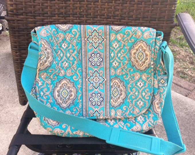 Vera Bradley Messenger Bag Retired Pattern Totally Turquoise Turq Gift for Her Laptop Storage