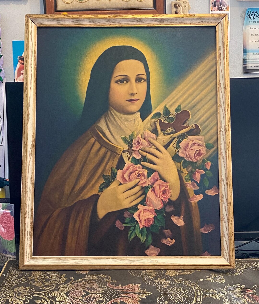 Large Vintage Saint Therese of Lisieux Religious Wall Art Framed ...
