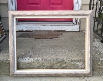 Large Vintage white washed picture frame Wood wooden 18 x 24 Open wall gallery Rustic wedding Primitive country Modern farmhouse decor