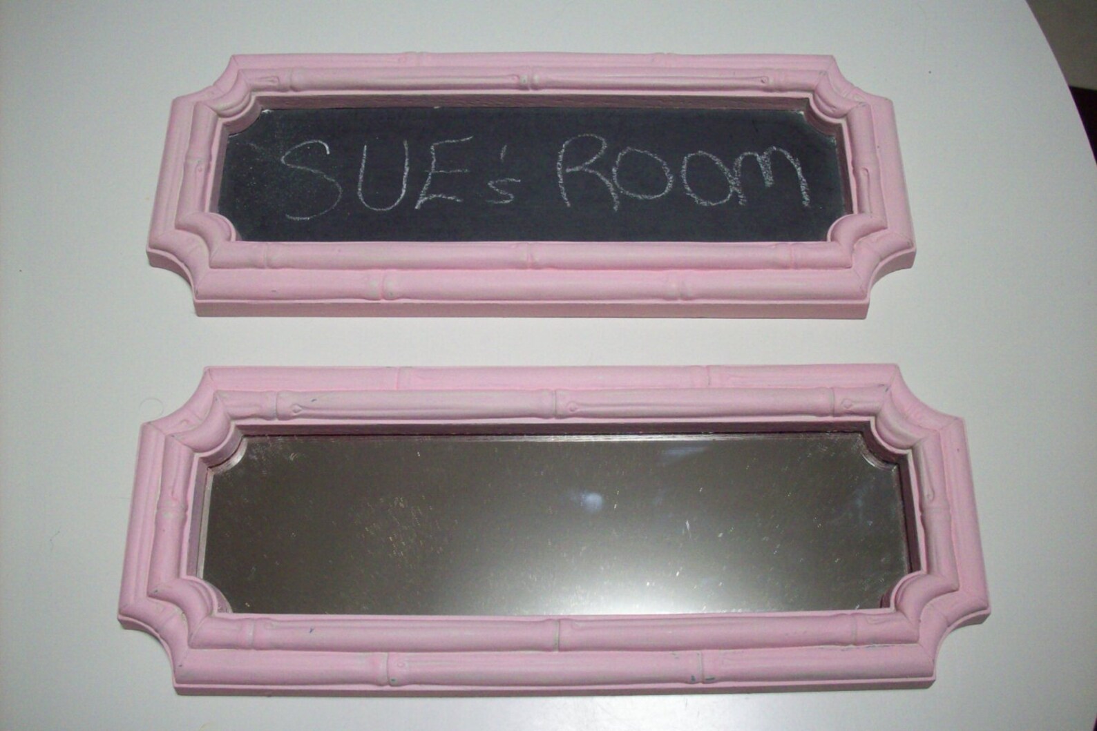 Pink nursery mirror and chalkboard vintage homco framed pink Etsy