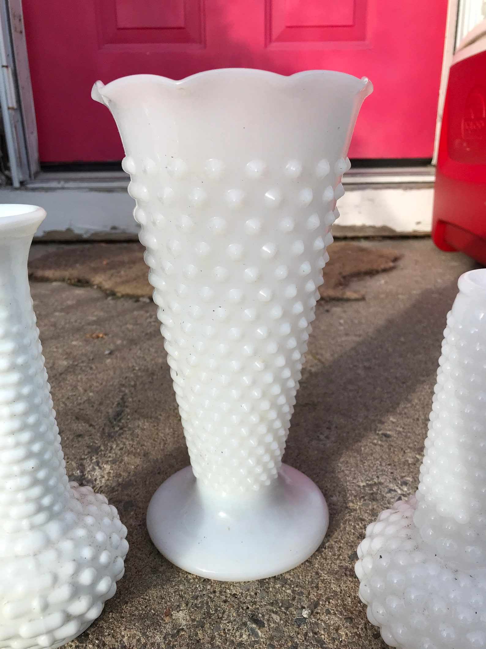 Vintage White Hobnail Milk Glass Vase Set of 3 Wedding Etsy