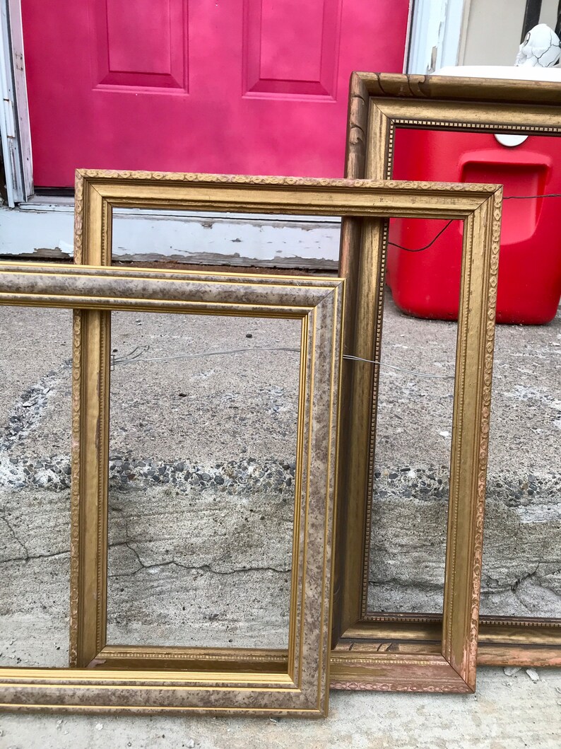 Vintage Wood Wooden Frame Set Open Wall Gallery Antique Etsy