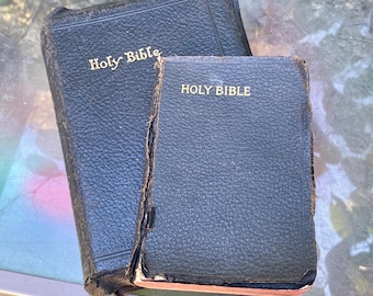 Antique Holy Bible New & Old Testament King James version Vintage Religious Book Psalms Jesus Christ teachings Faith Prayer Self pronouncing