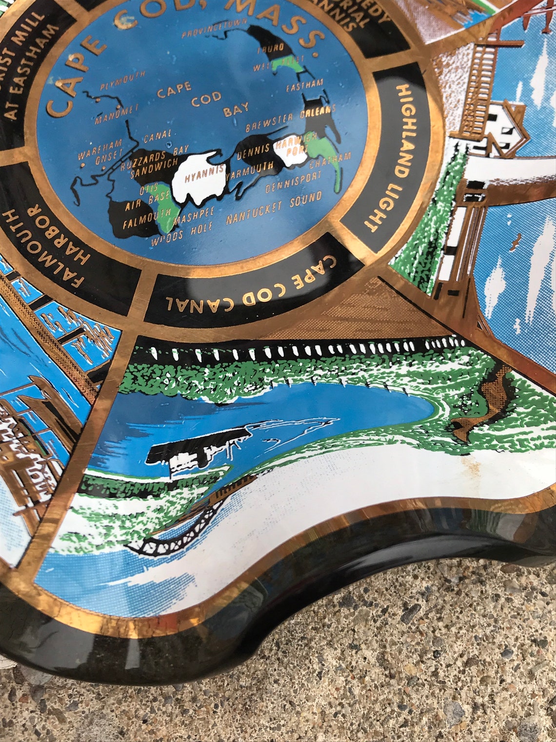 Vintage Cape Cod Souvenir Glass Dish Collectible Display Etsy