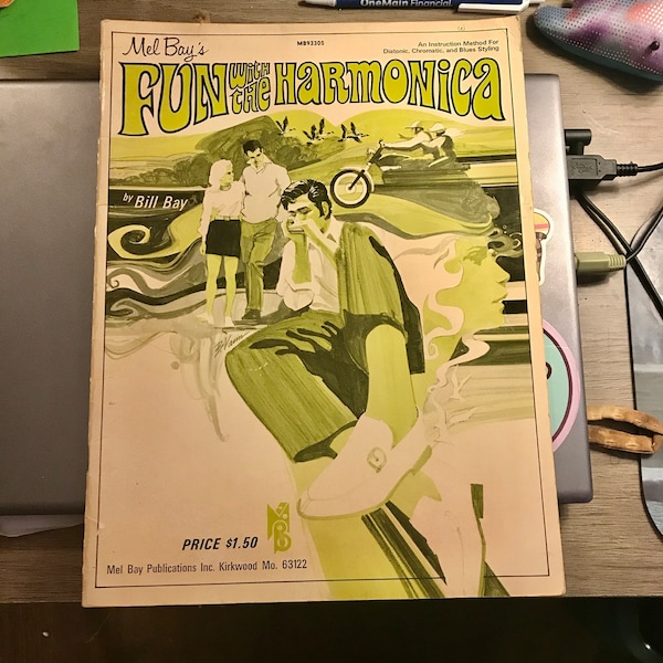 Vintage Fun With the Harmonica from Mel Bay 1972 Instruction Method for Distonic Chromatic  Blues Styling rudiments learning notes