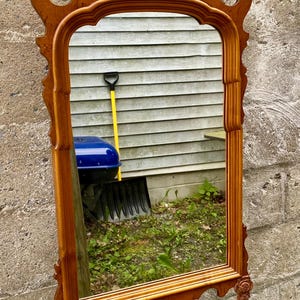 Large Wood wooden Colonial Mirror Vintage Wall Mirror Bedroom Living Room Entryway Traditional Home Decor Brown Chippendale style