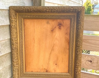 Antique Gold Wood wooden floral  ornate picture frame with Photo Open wall gallery frame Rustic wedding photo prop Modern farmhouse