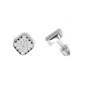 ES905-s Sterling silver 8 mm Small Size High Quality Micro Pave Square with Corner Cut Shape Screw Post Earring