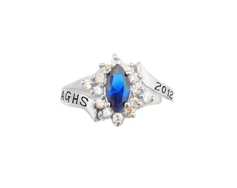 Sterling Silver Memorious Marquise Stone Class Ring (Item: CLASS75 )
