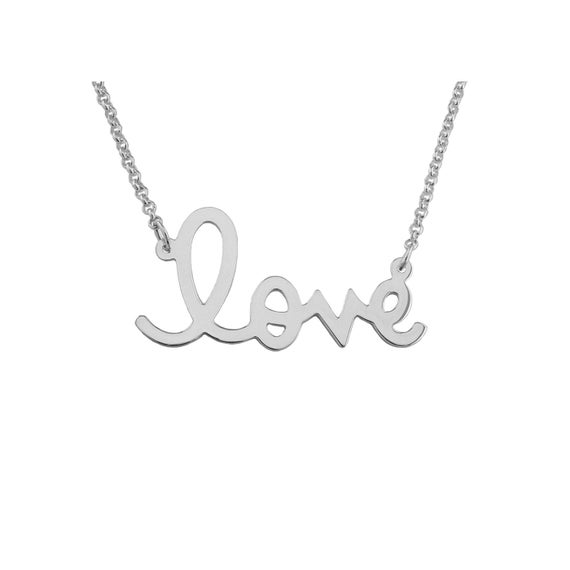 Buy Contemporary Sterling Silver Love Necklace Plated in White