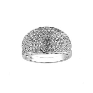 CTR06953-size8 Sterling silver with Bright Full CZs on Elegant Sagging Bubble Ring