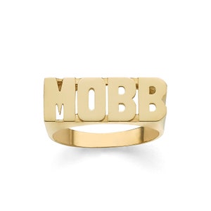 Custom Gold Name Ring | Solid Gold 10k or 14k | Fine Jewelry | Block Letter Initial Ring (Item: LEE127M )