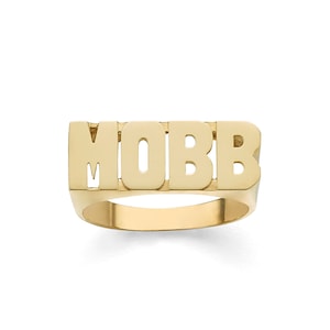 Custom Gold Name Ring | Solid Gold 10k or 14k | Fine Jewelry | Block Letter Initial Ring (Item: LEE127M )