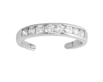CS19 Sterling Silver 925 Cubic Zirconia Channel Set Eternity Toe Ring