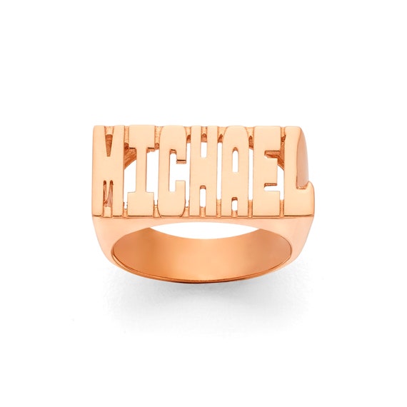 Block Font Name Ring - Sterling Silver or Solid Gold Block Font Name Ring - Sterling Silver or Solid Gold