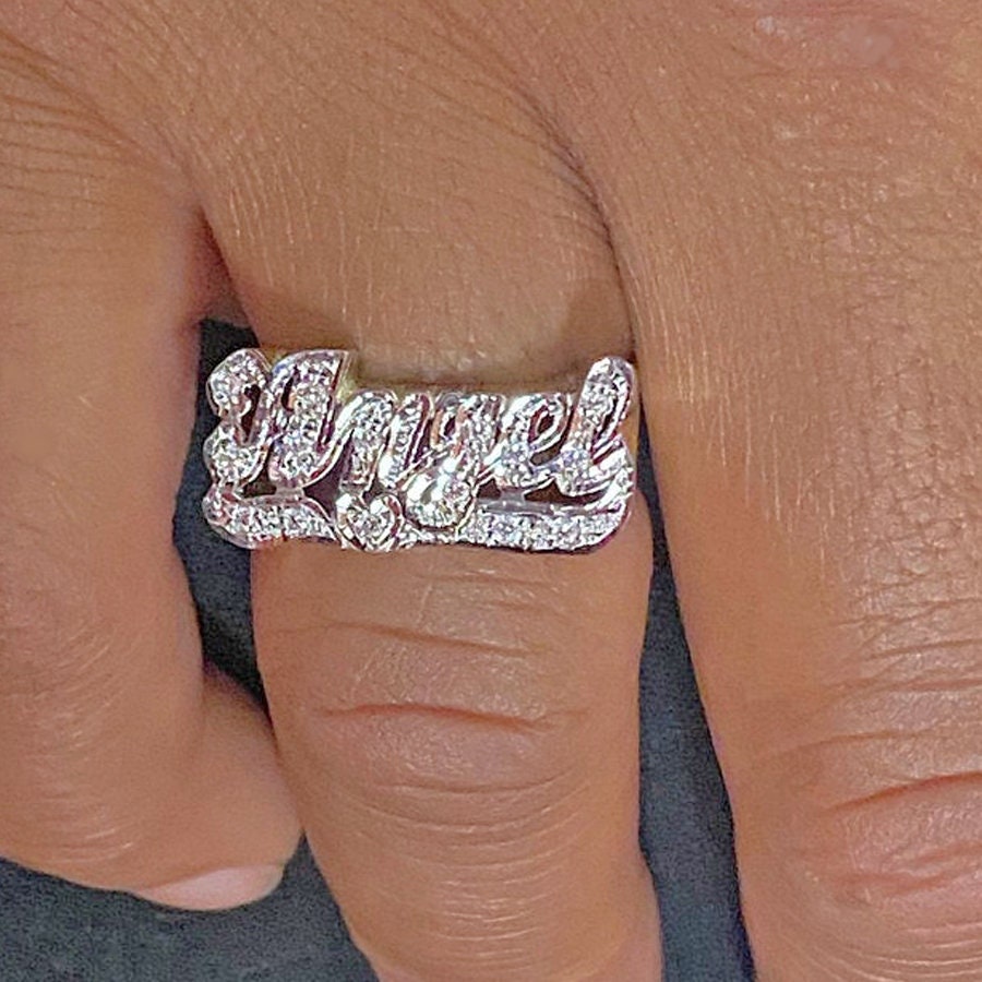 Custom Gold Name Ring Solid Gold 10k or 14k Fine Jewelry Etsy