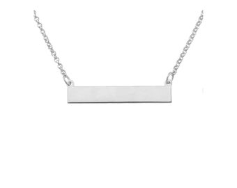 Sterling Silver Necklace | ID Tag | Silver Bar | Minimalist | Contemporary | Baby Size 25 mm (Item: SNS13B )