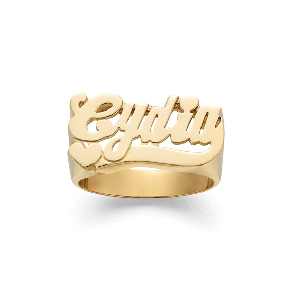 Solid gold name ring deals