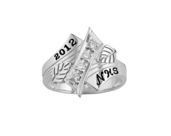 Sterling Silver 16mm Modern Leaf Design Class Ring (Item: CLASS32 )