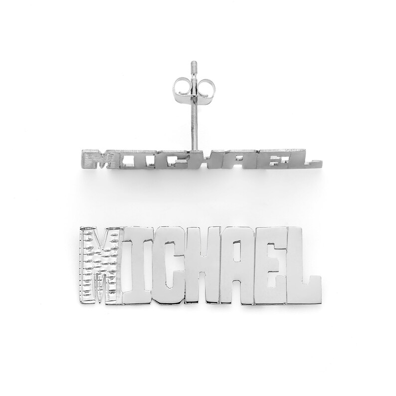 SNS807 Silver 1 Classic Modern Name Earrings