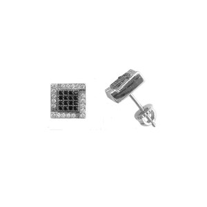 ES915-s Sterling silver 8 mm Small Size Square Shape and Two Tone High Quality Micro Pave Screw Post Earring