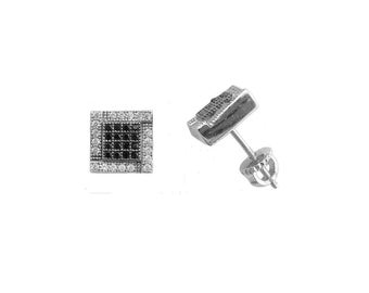 Es915-s Sterling Silver 8 Mm Small Size Square Shape and Two