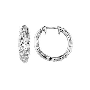 Sterling Silver CZ Hoop Earrings: 20mm In & Out Setting