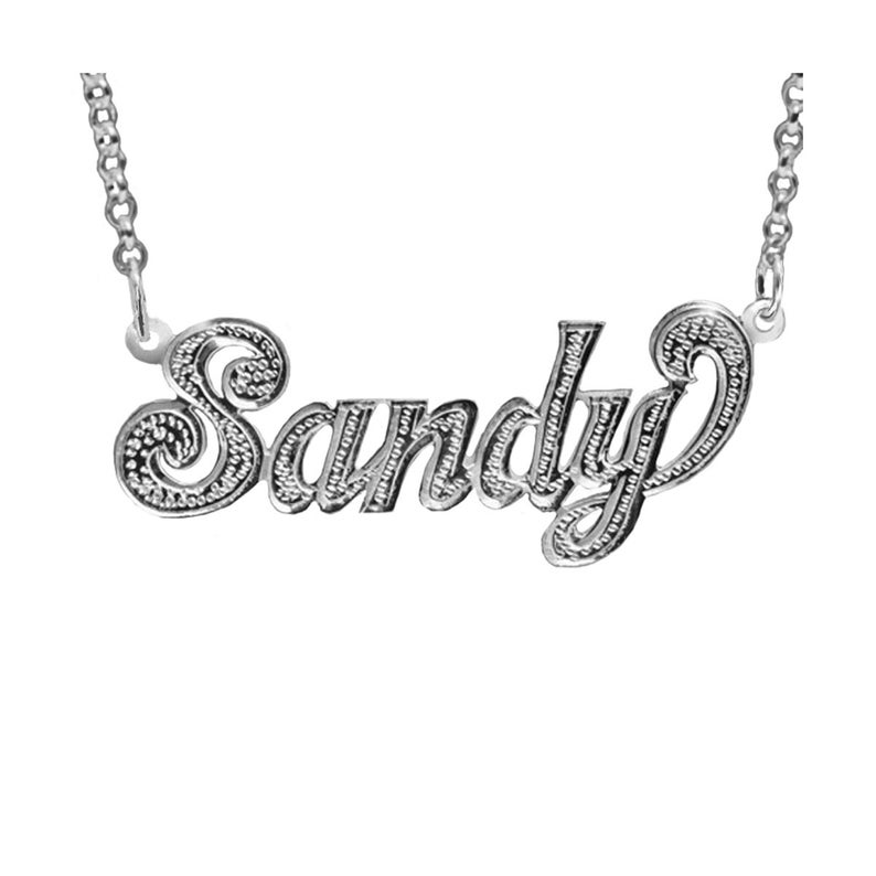 Sterling Silver Name Necklace Plated in White Rhodium Etsy UK