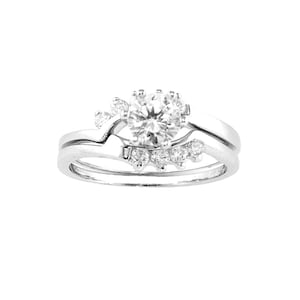 SPR2328-size7 Sterling silver with CZ Prong Mounting Matching and Interchangeable Ring