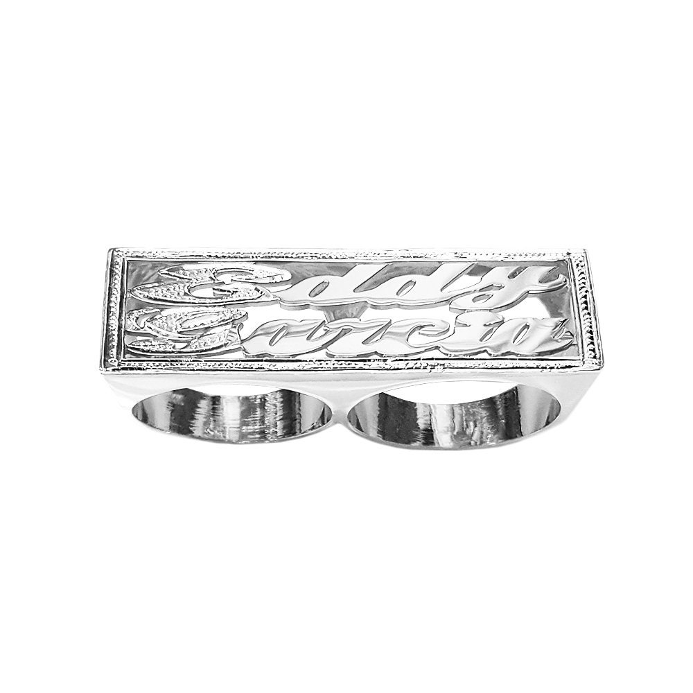 Double finger ring sterling silver best sale