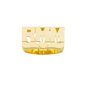 Anel de ouro personalizado | Ouro maciço 10k ou 14k | Joias Finas | Carta de forma com cauda de coração simples (item: LEE108B)