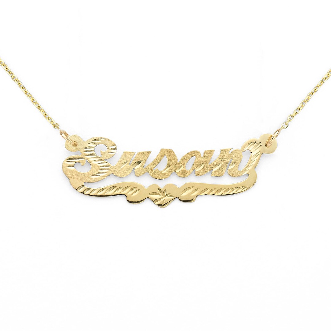 Solid Gold Name Necklace Custom Fine Jewelry 16 or 18 Chain Script With